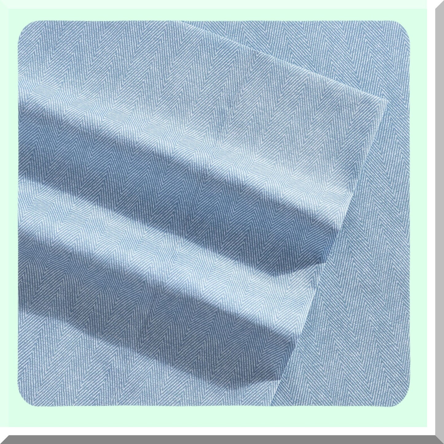 Coastal Blue Herringbone Queen Sheet Set - Deep Pocket Fitted Sheet & Pillowcase Set for Casual Home Decor - Soft & Breathable Bedding Essentials