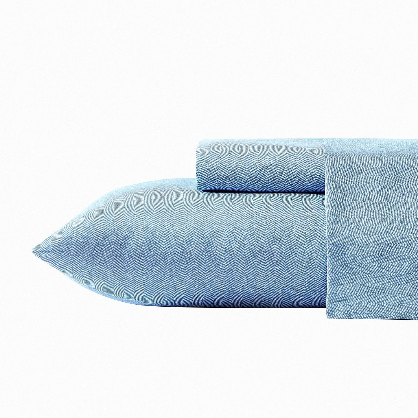 Coastal Blue Herringbone Queen Sheet Set - Deep Pocket Fitted Sheet & Pillowcase Set for Casual Home Decor - Soft & Breathable Bedding Essentials