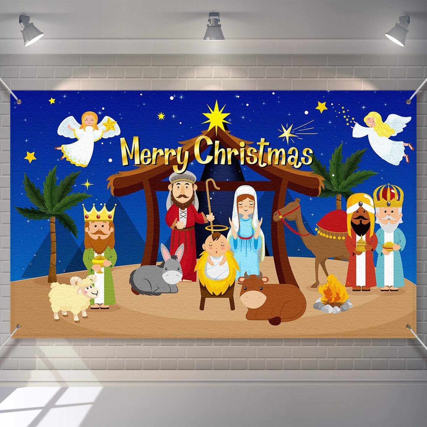 Religious Nativity Backdrop for Xmas Party Decorations