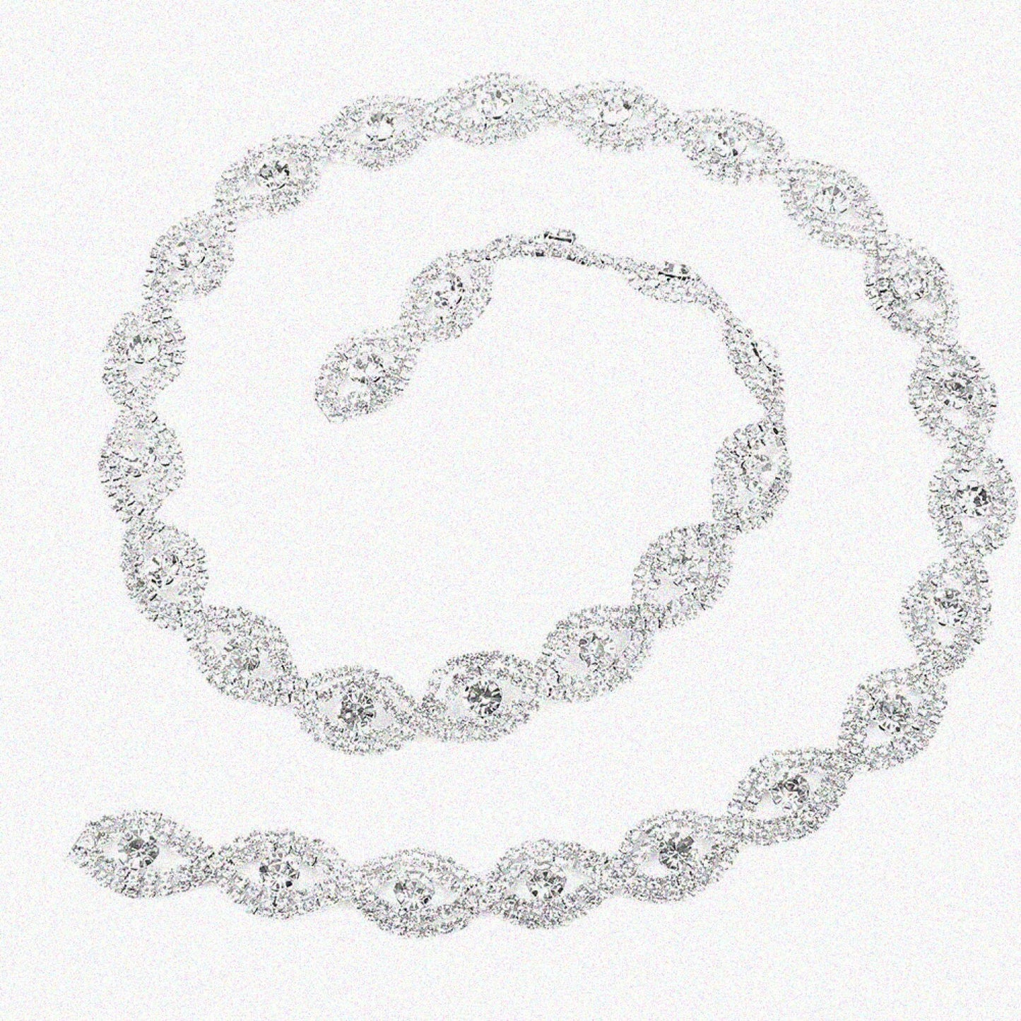 1 Yard Rhinestone Chain Silver White 1.5cm Wide