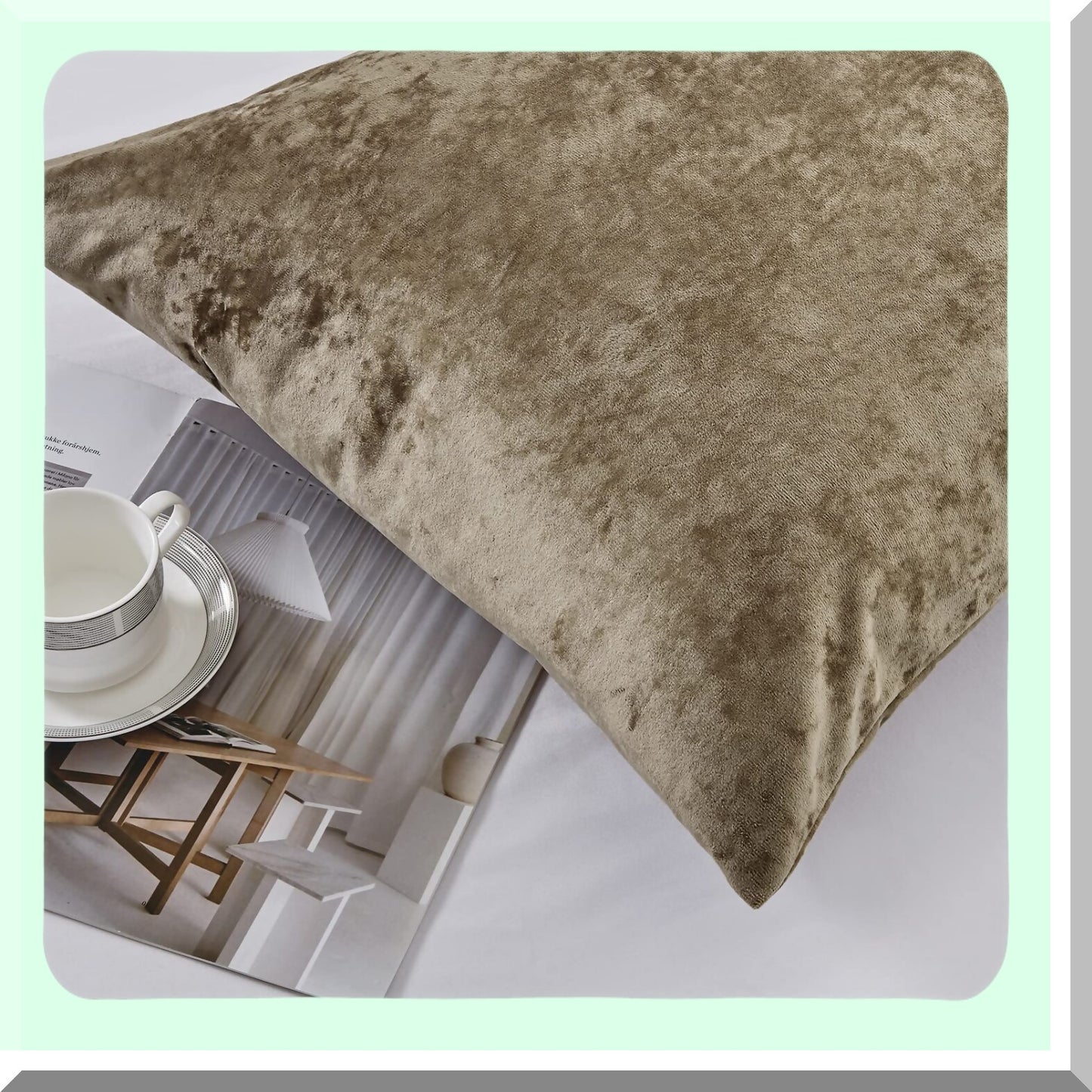 Luxury Velvet Dream Pillowcase Set - Soft & Plush 20"x40" Khaki Pillow Covers - Elegant Distressed Design for Ultimate Comfort & Style