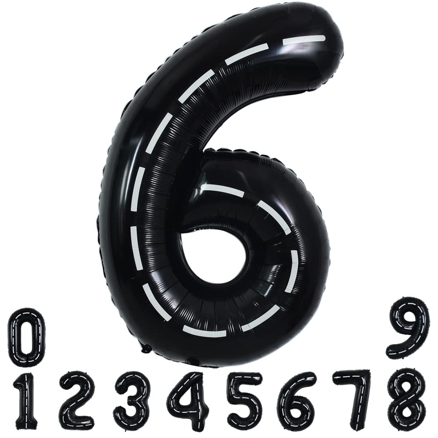 Monster Truck Jam Black Number 6 Balloons - Jumbo Race Car Birthday Party Supplies for Boys! 40 Inch Helium Mylar Balloons for Car Theme Decorations.