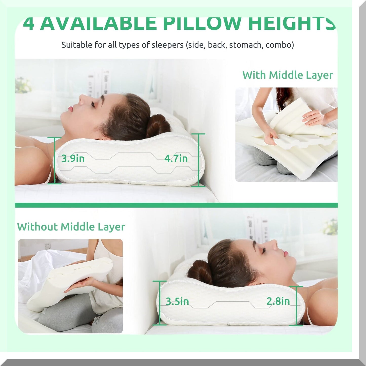 OrthoRest Queen Size Contour Memory Foam Pillow - Adjustable Orthopedic Cervical Support for Side and Back Sleepers - CertiPUR-US Certified