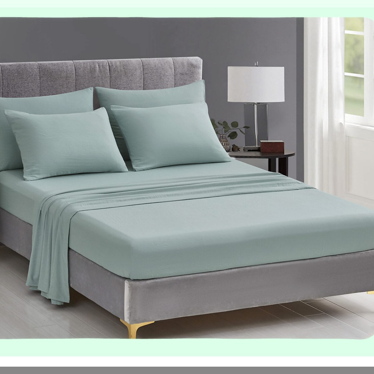 Honeycomb Hexagon Quilted Comforter Set - Soft Washed Microfiber Bedding Bundle with Sheets - Lightweight All Season Bed in a Bag - Aqua Geo
