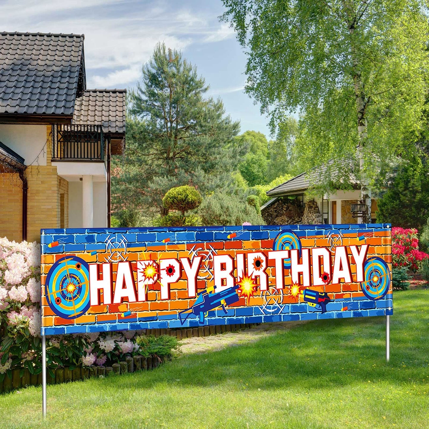 Dart Battle Birthday Banner for Party Decorations