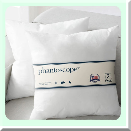 USA Virgin Fiber Hypoallergenic Square Pillow Inserts - Sofa Bed Couch 18x18 Inch Pack of 2 - Throw Pillow Inserts