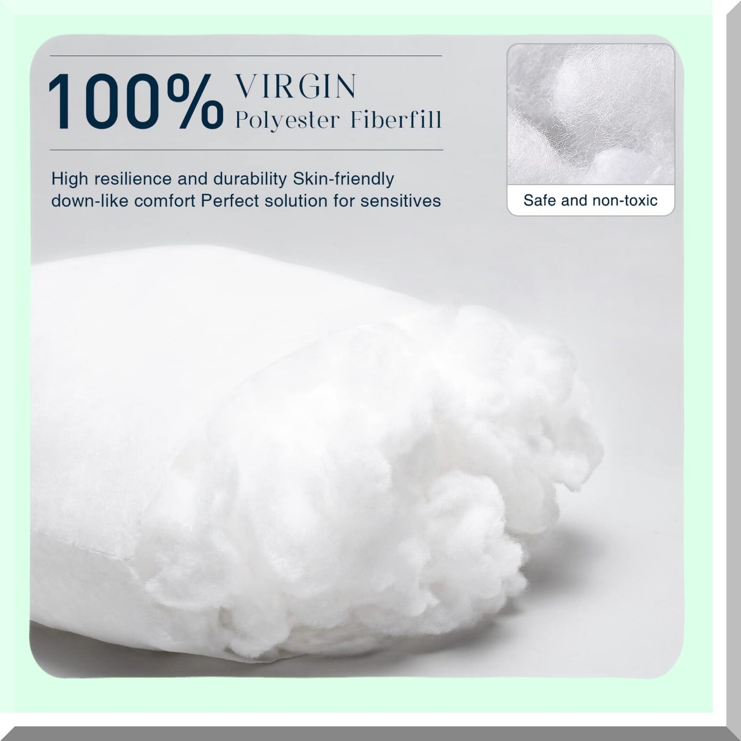 USA Virgin Fiber Hypoallergenic Square Pillow Inserts - Sofa Bed Couch 18x18 Inch Pack of 2 - Throw Pillow Inserts