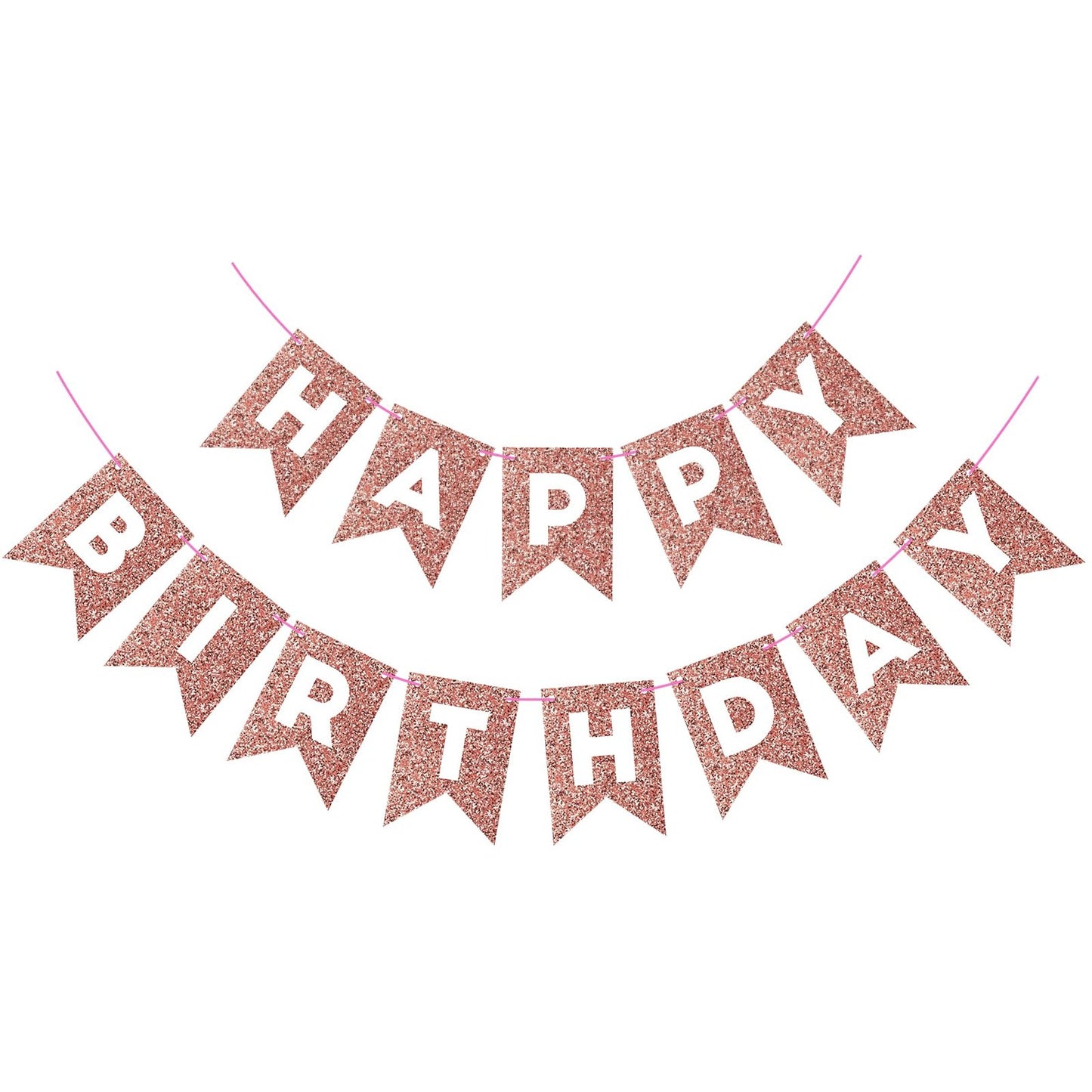 Rose Gold Happy Birthday Banner for Girls Women