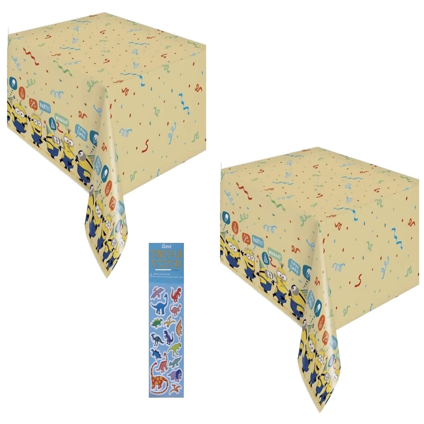 Minion Madness Party Pack - Despicable Me Birthday Supplies Bundle with 2 Plastic Table Covers. Get ready for a fun-filled celebration!