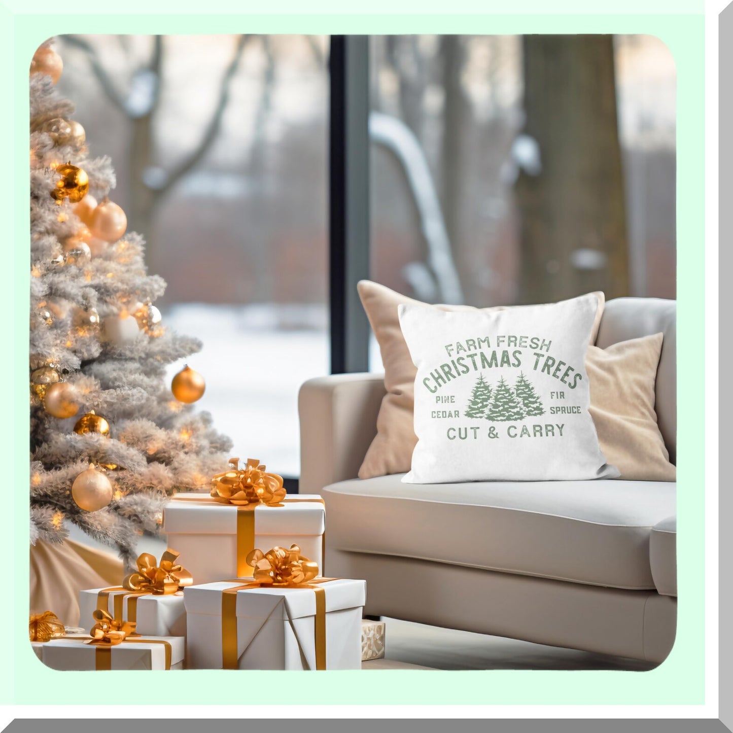Fresh Green Tree Decor Pillow Covers - Set of 2 - 18x18 Sofa Couch Room Accent - Farmhouse Style Home Decor - Nature Inspired Cushion Cases