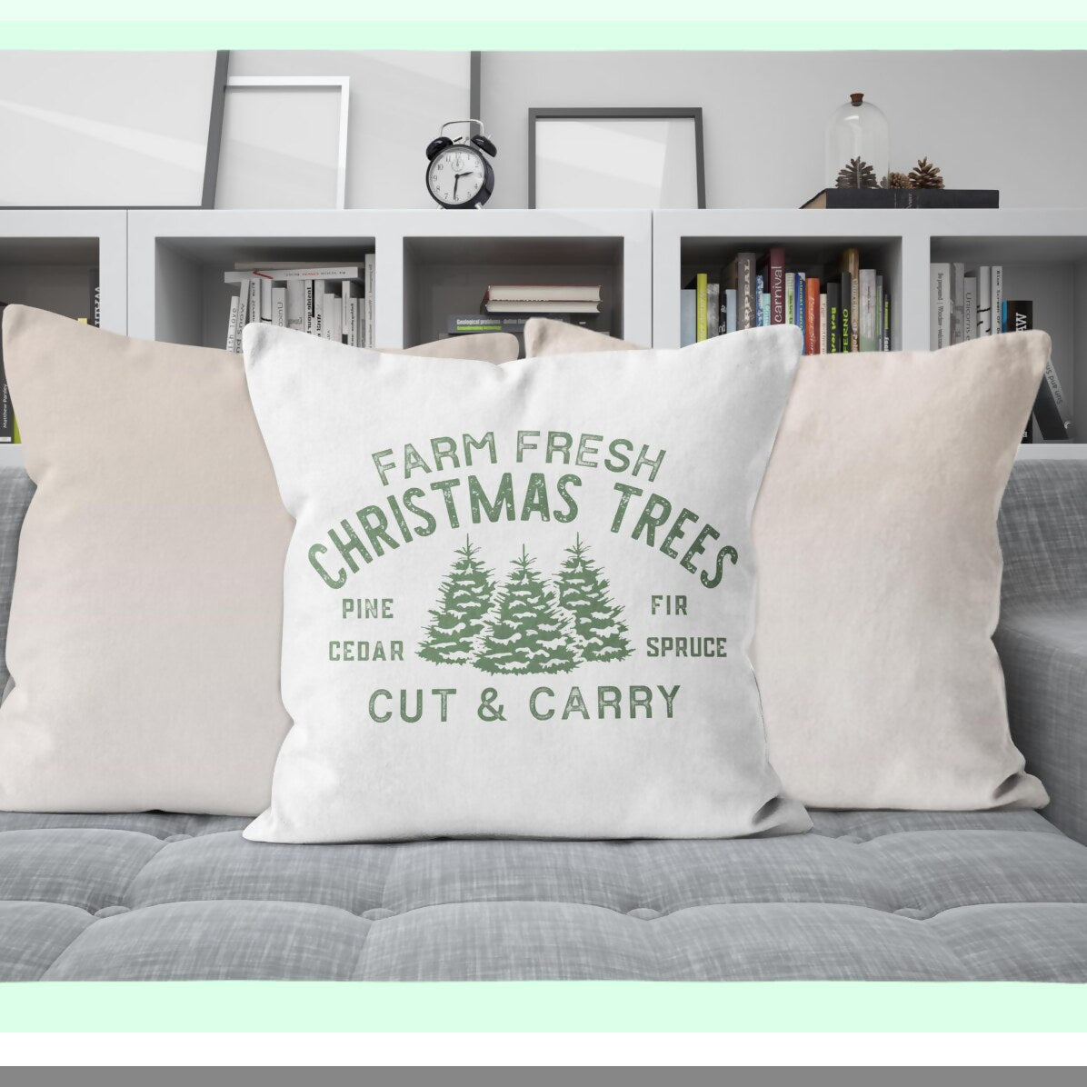 Fresh Green Tree Decor Pillow Covers - Set of 2 - 18x18 Sofa Couch Room Accent - Farmhouse Style Home Decor - Nature Inspired Cushion Cases