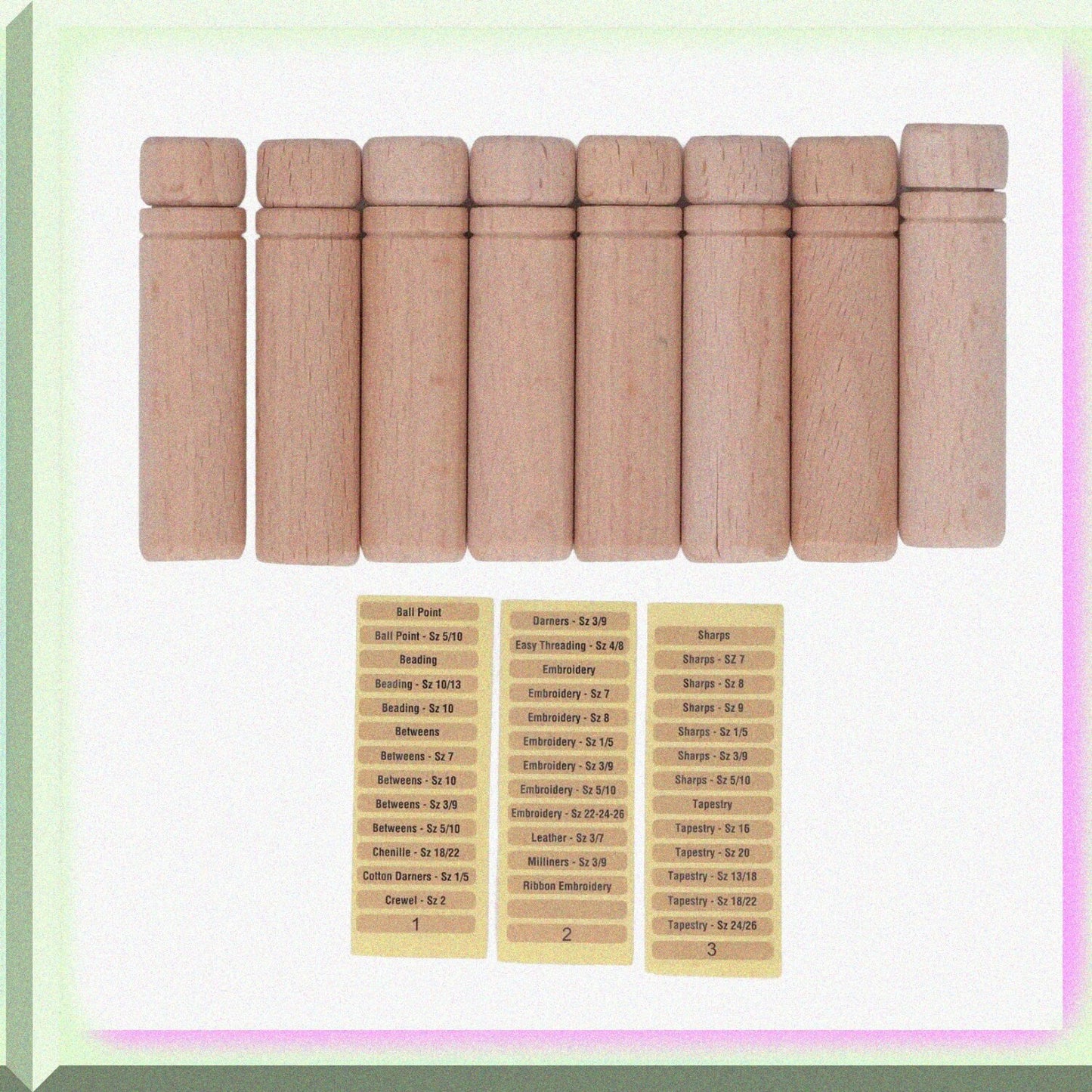 8Pcs Wooden Needle Cases with Stickers