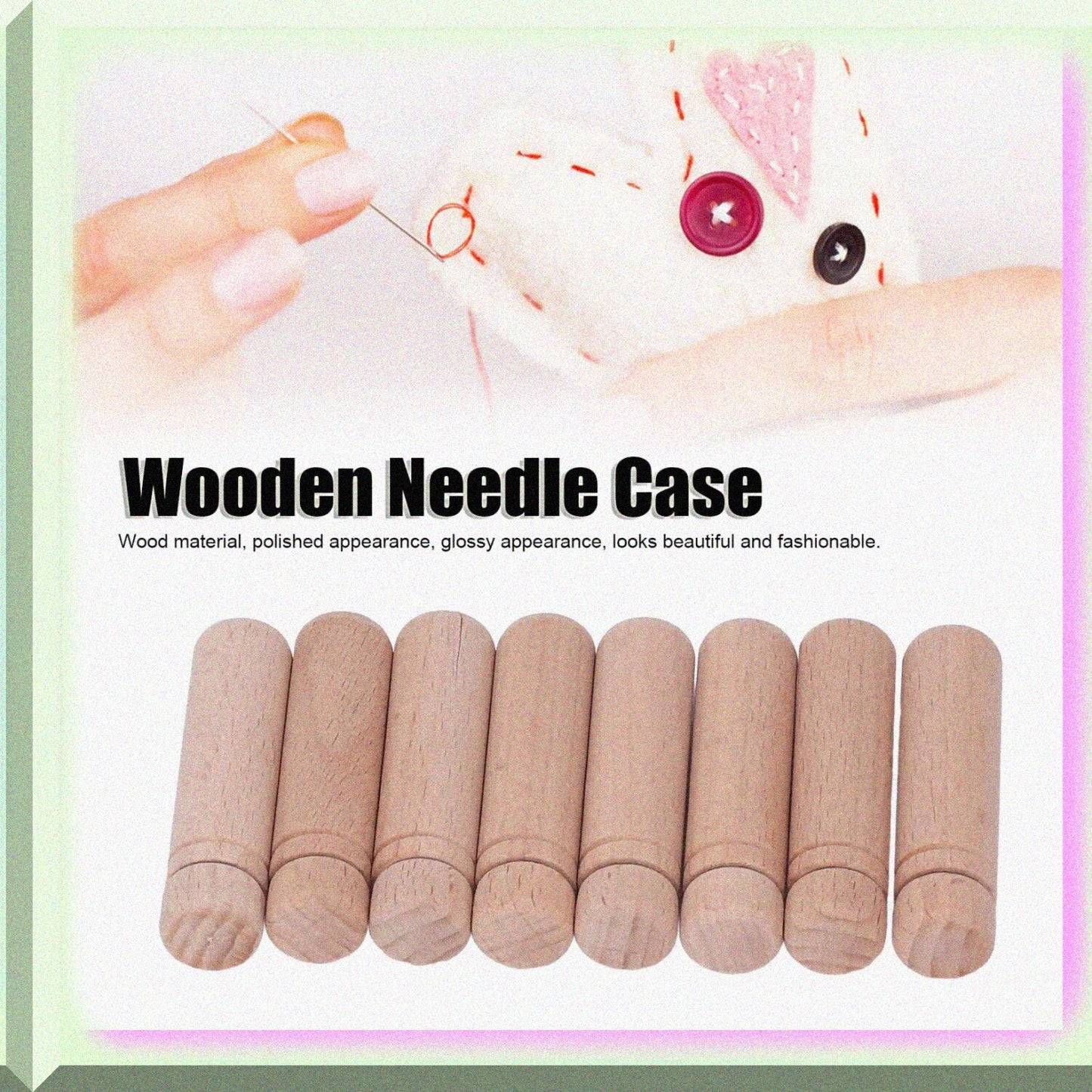 8Pcs Wooden Needle Cases with Stickers