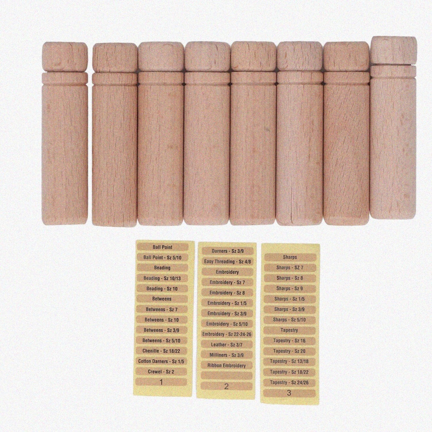 8Pcs Wooden Needle Cases with Stickers