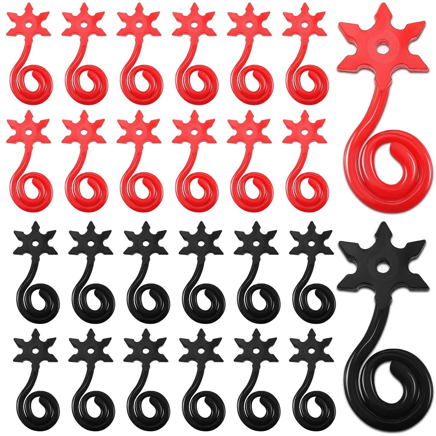 Ninja Stars Stretch Toys - Red & Black Funny Elastic Party Favors (24 Pieces) - Ninja Birthday Supplies - Sticky Ninja Party Favor