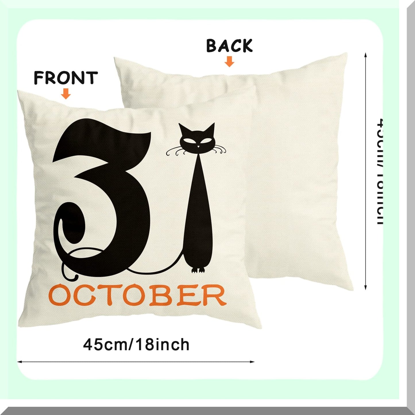 Spider Web Cat Skull Decorative Pillow Covers - Set of 4 Farmhouse Home Decor Throw Pillows - Indoor Outdoor Party Supplies Cushion Case - 18x18