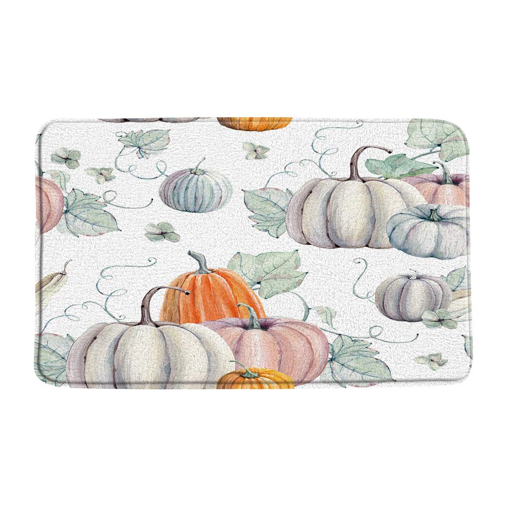 Pumpkin Bath Mat 18x30 Inch Watercolor Pumpkin