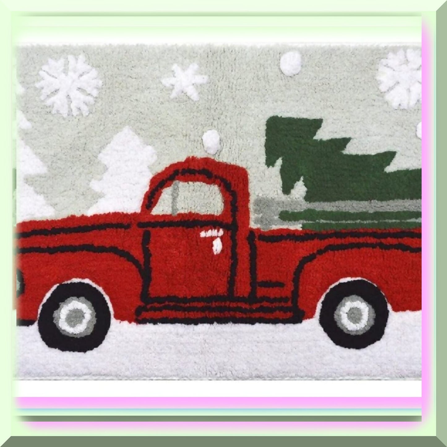 Square Pick Up Truck Holiday Bath Rug 20x30