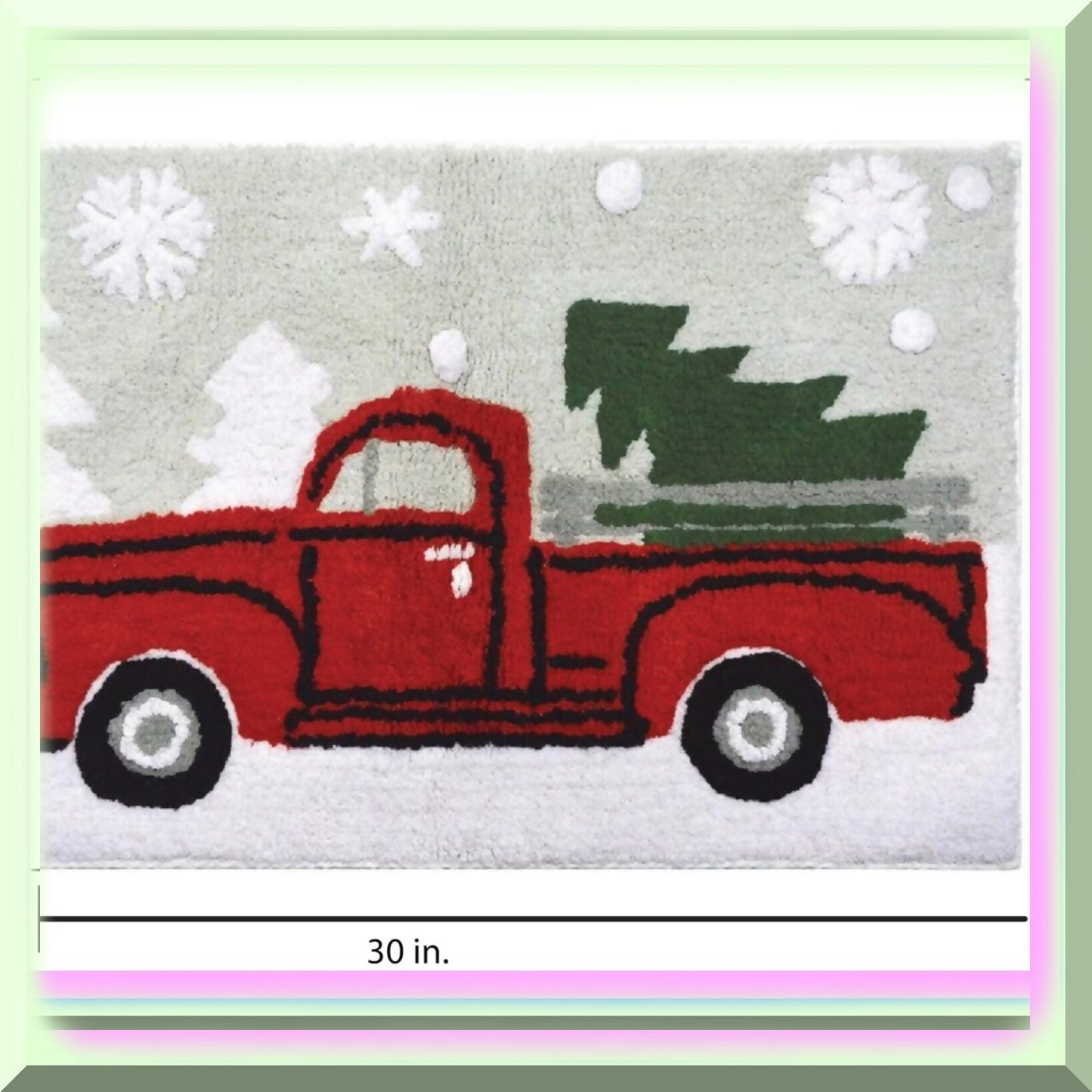 Square Pick Up Truck Holiday Bath Rug 20x30