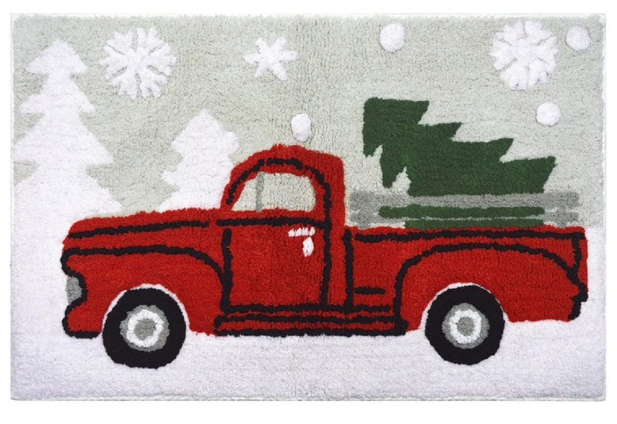 Square Pick Up Truck Holiday Bath Rug 20x30