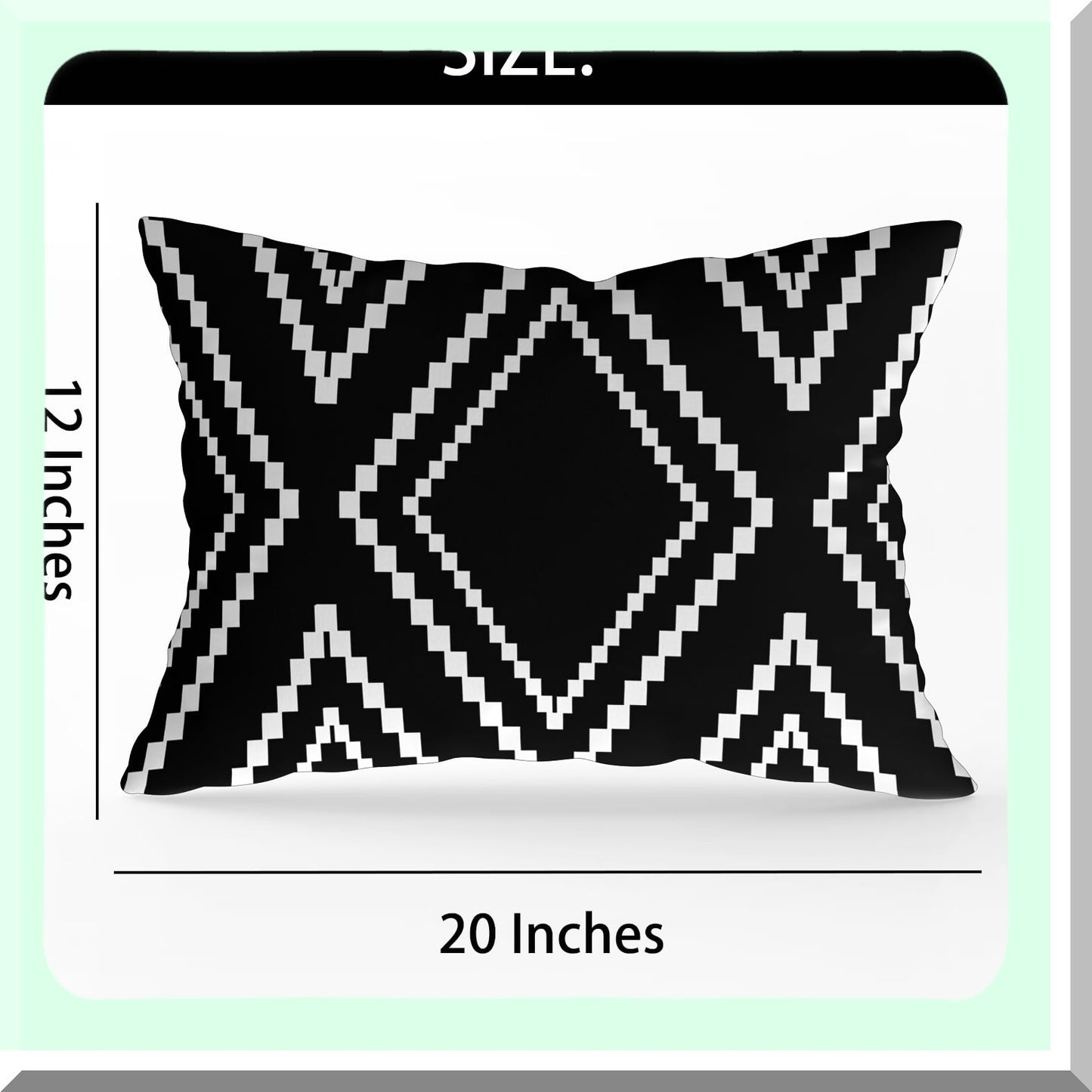 Boho Velvet Black Pillowcase Set - Soft Square Decorative Throw Pillow Covers for Sofa Couch Bed Decor - 2 Pack 12x20 Inches