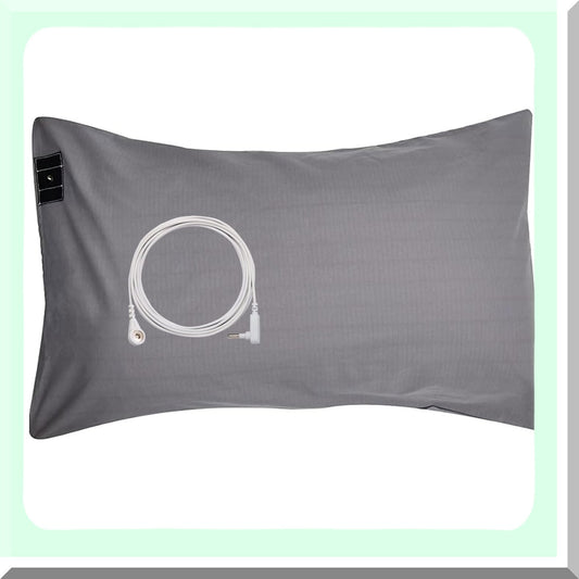 Silver Cotton Grounding Pillowcase - Natural Wellness Sleep Aid with Grounding Cord for EMF Protection and Stress Relief
