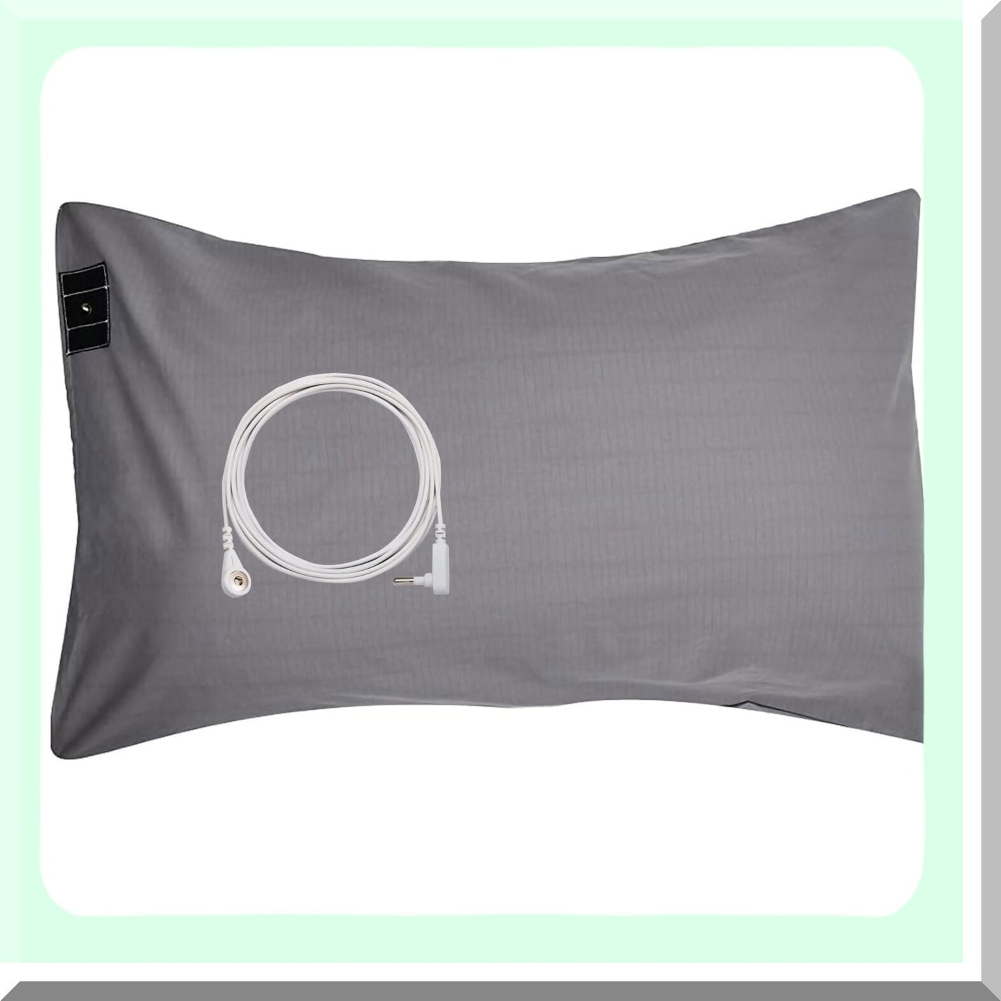 Silver Cotton Grounding Pillowcase - Natural Wellness Sleep Aid with Grounding Cord for EMF Protection and Stress Relief