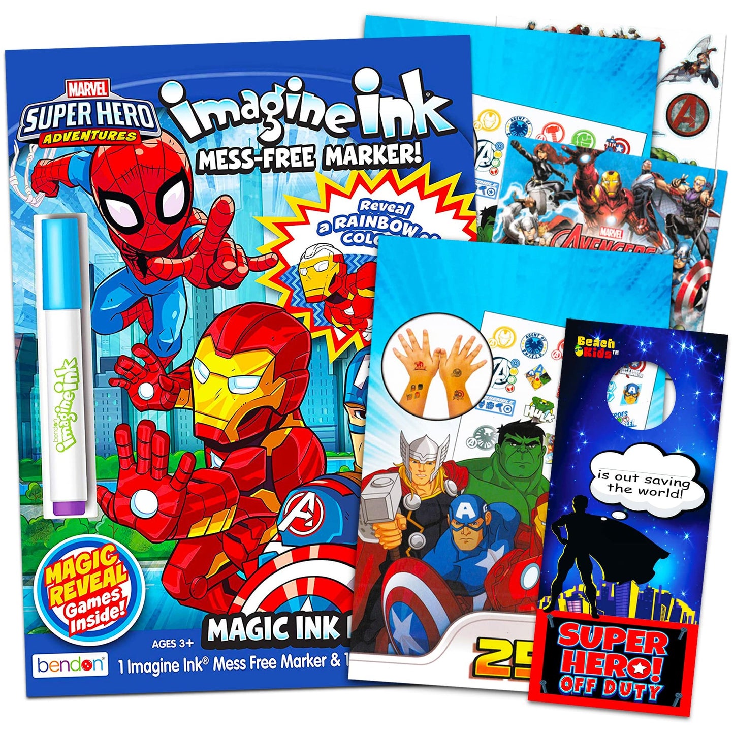 Superhero Coloring Book Set with Stickers and Tattoos