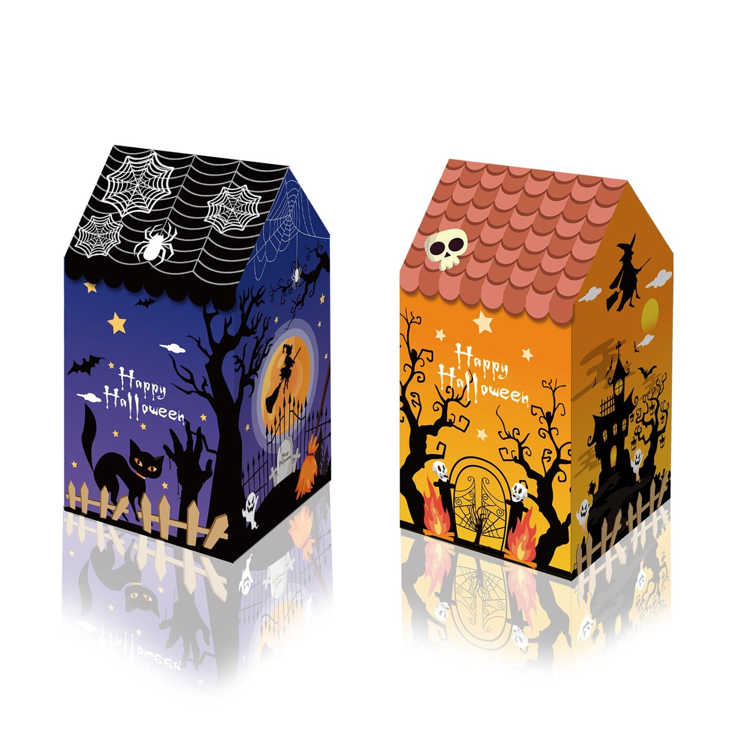 Ghostly Party Treat Boxes - 12 Pcs Happy Meal Candy Bags & Decorations for Birthday Celebration! Perfect for Keeping Candy, Popcorn, and Toys!