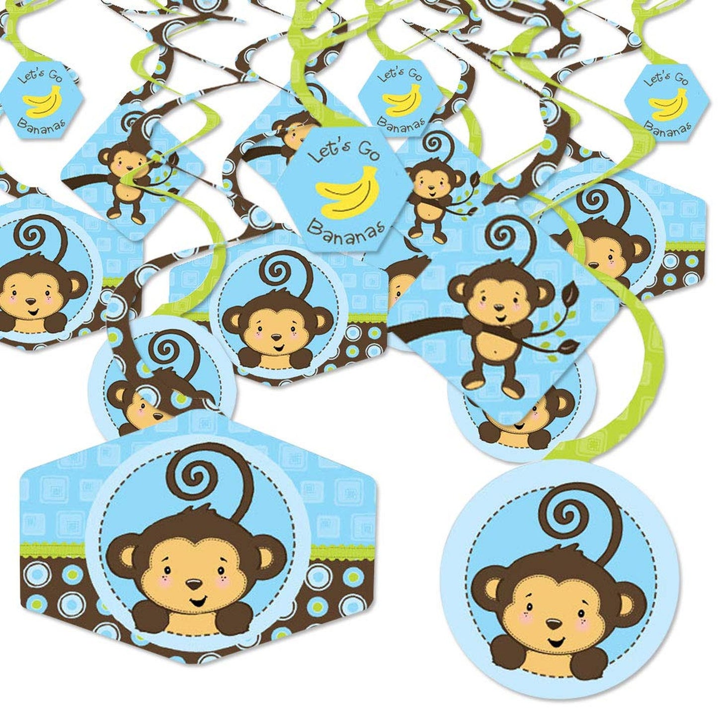 Baby Shower or Birthday Party Hanging Decor Swirls Set of 40