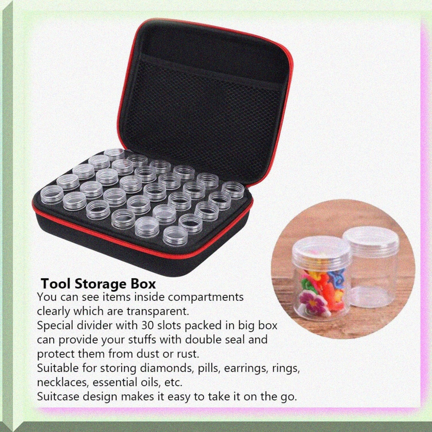 30 Slots Diamond Painting Storage Case Red