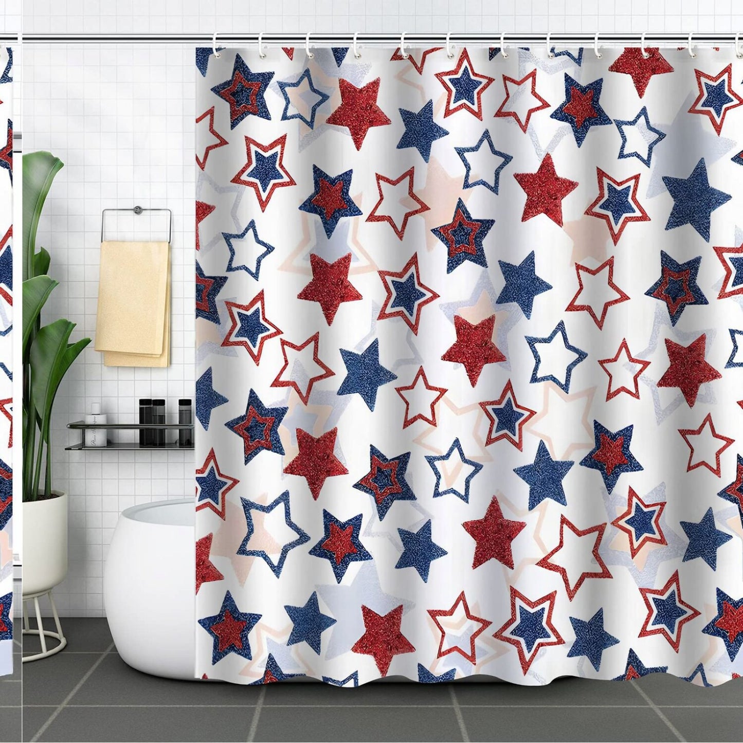 4th of July Red White Blue Shower Curtain 72x72 inch