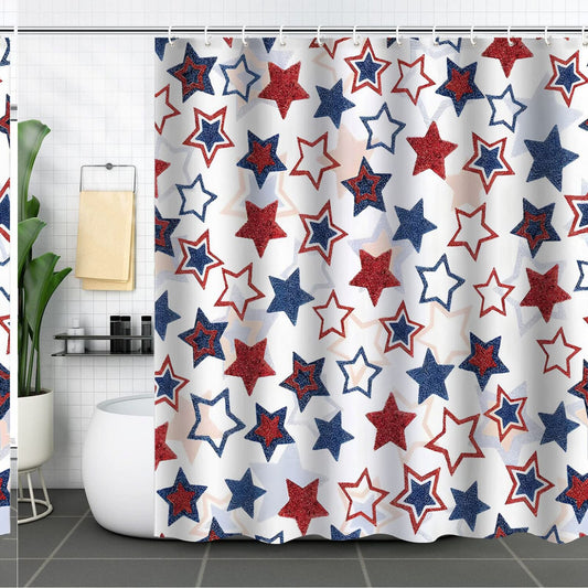 4th of July Red White Blue Shower Curtain 72x72 inch