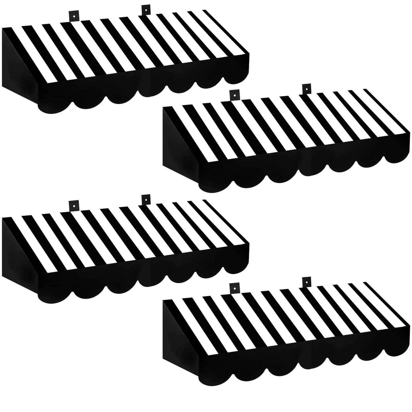 Circus Stripe Wall Decor Set - 3D Awning Theme Party Clroom Decoration Kit - 4 Pieces Black Striped Awning Décor - Fun & Festive Atmosphere