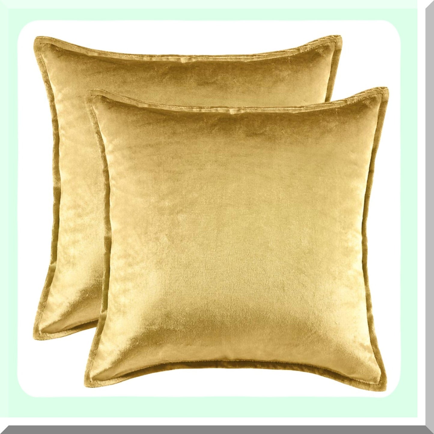 Luxury Gold Velvet Square Pillow Covers - Set of 2 | Decorative Throw Pillow Cases for Couch Sofa - 16x16 Inches | Soft & Stylish Home Decor Accessory