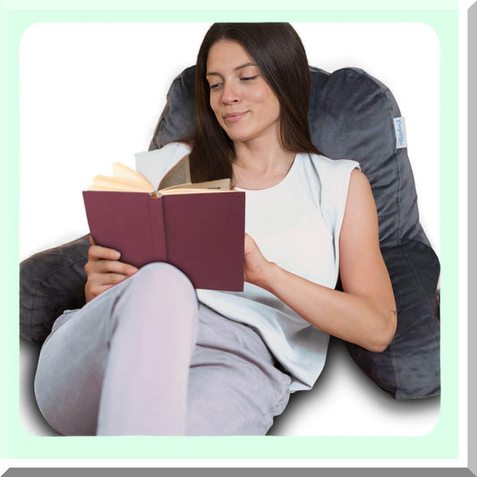 ComfortMax Backrest Pillow - Adult Size Reading Pillow with Arms, Pockets, and Washable Cover - Ideal Back Pillow for Bedrest, GERD, Heartburn Relief - Grey Color