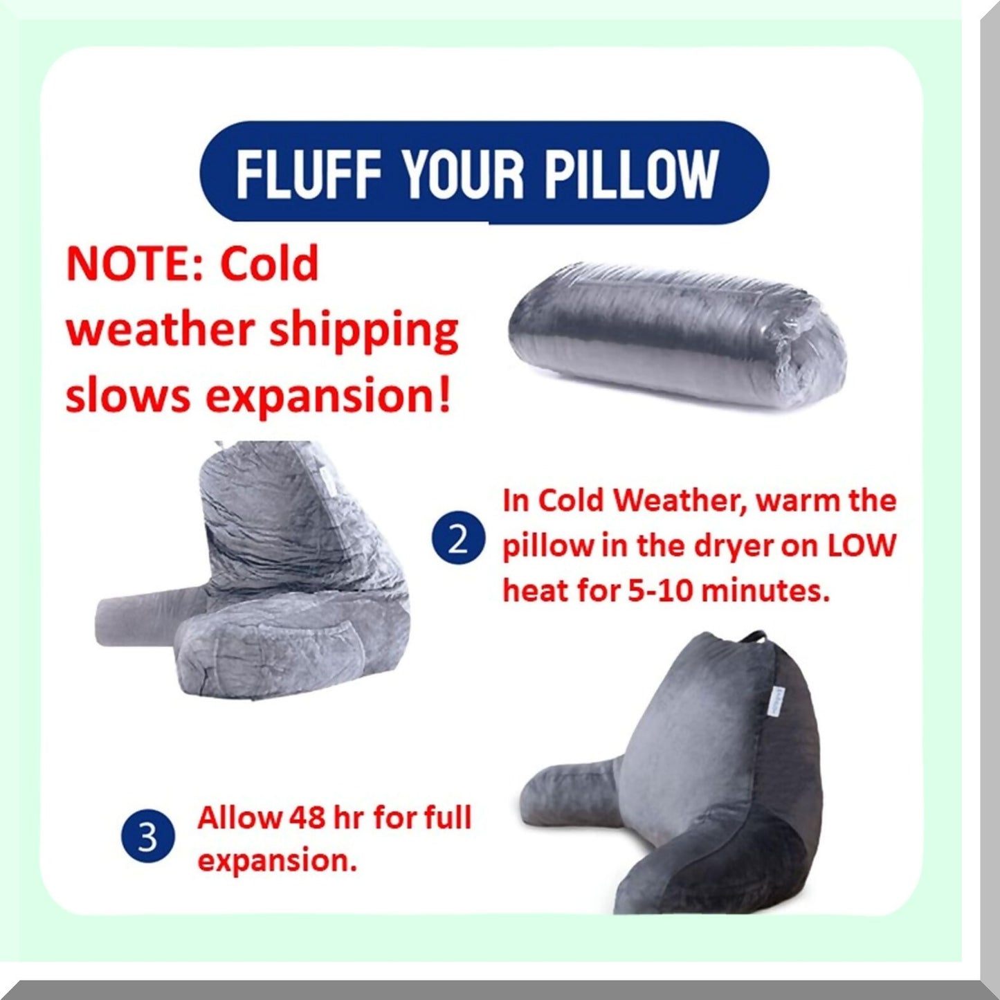 ComfortMax Backrest Pillow - Adult Size Reading Pillow with Arms, Pockets, and Washable Cover - Ideal Back Pillow for Bedrest, GERD, Heartburn Relief - Grey Color