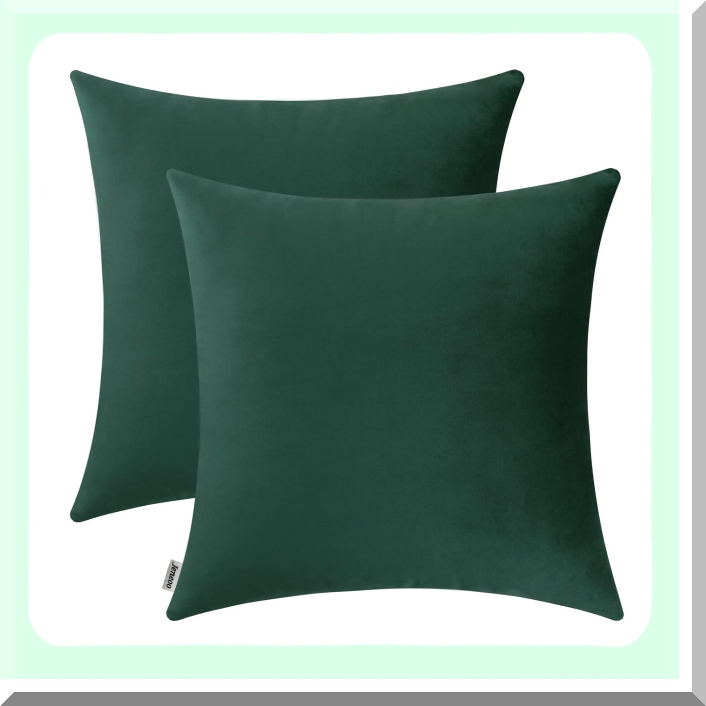 Luxury Plush Hunter Green Velvet Pillow Covers - Set of 2, Soft Decorative Cushion Cases for Sofa, Couch, Bedroom - 20x20 Inches Square Cozy Throw Pillows