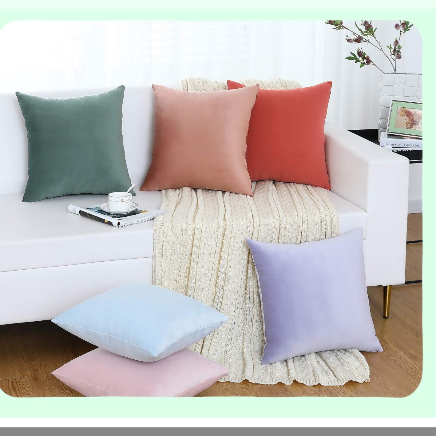Luxury Plush Hunter Green Velvet Pillow Covers - Set of 2, Soft Decorative Cushion Cases for Sofa, Couch, Bedroom - 20x20 Inches Square Cozy Throw Pillows