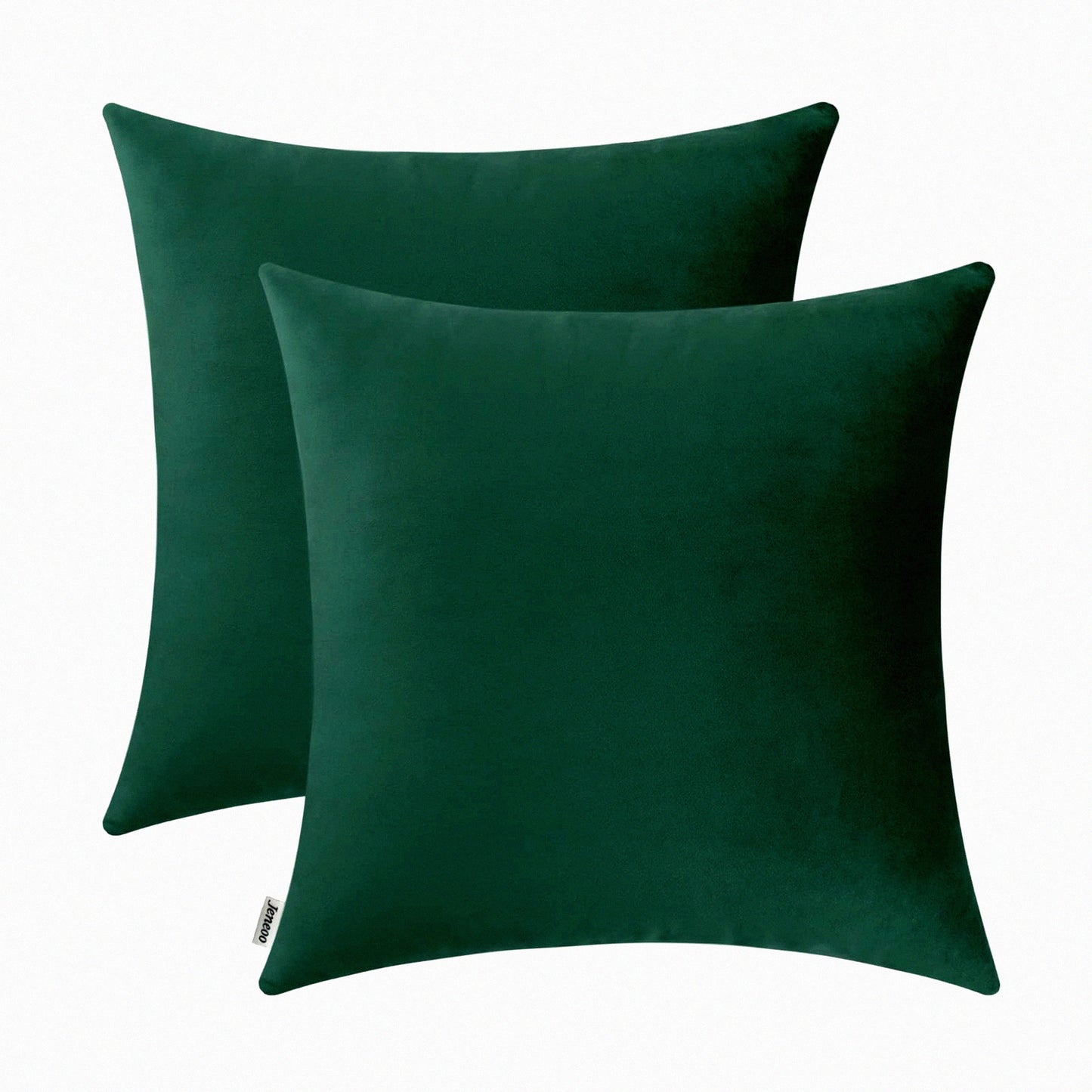 Luxury Plush Hunter Green Velvet Pillow Covers - Set of 2, Soft Decorative Cushion Cases for Sofa, Couch, Bedroom - 20x20 Inches Square Cozy Throw Pillows