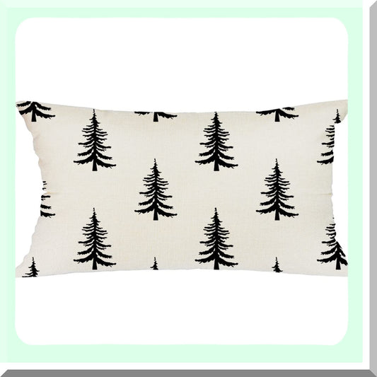 Winter Wonderland Lumbar Pillow Cover - Festive Christmas Tree Decorations - Farmhouse Holiday Throw Pillows for Couch - 12x20 Xmas Cushion