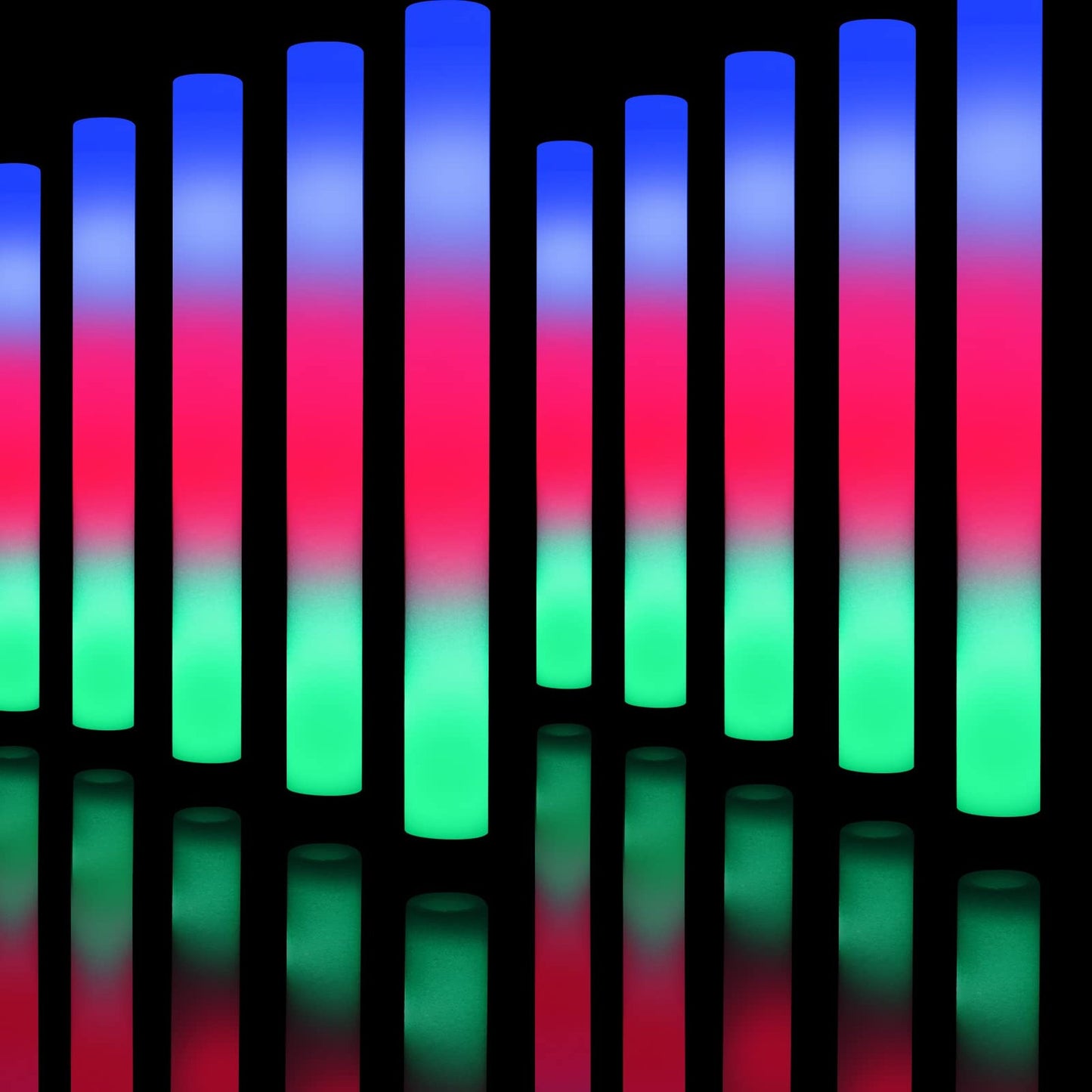 Glow Party Pack - 16 LED Foam Sticks, Colorful Flashing Lights, Wedding Raves Concert Camping Supplies, Bulk Glow Sticks (16 Pack)