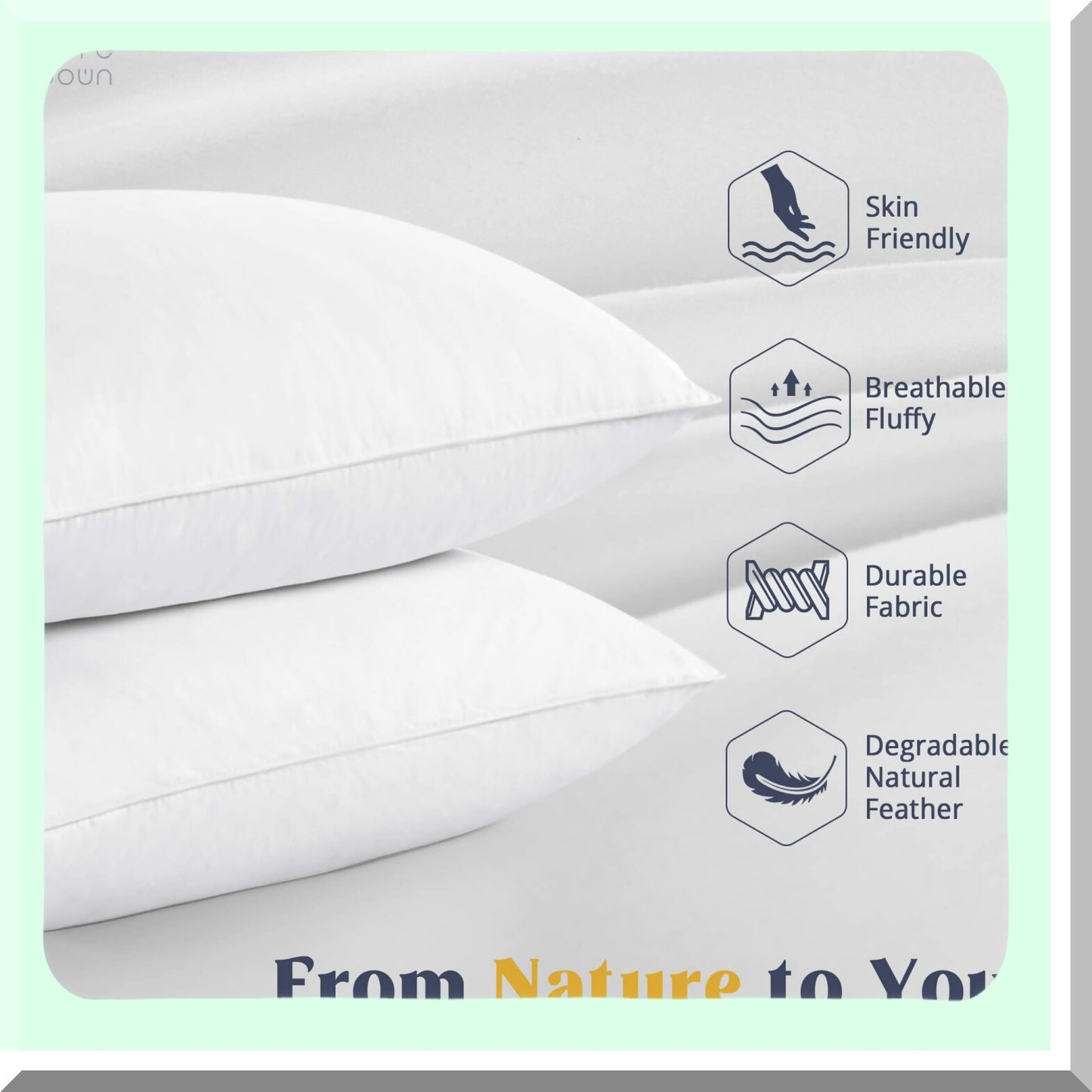 Luxury White Down Pillows - Hotel Collection Set of 2, Standard Size with 100% Cotton Cover - Goose Feathers Bed Sleeping Pillows