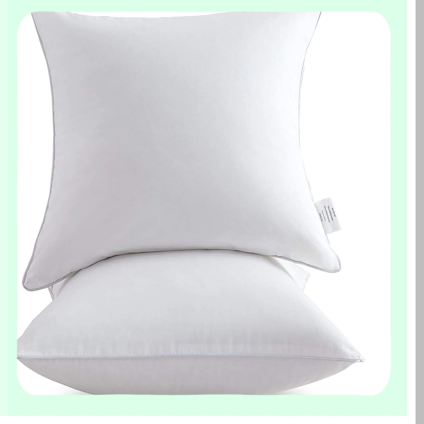 Premium Cotton Square Pillow Inserts - Set of 2 | 20x20 Inch Throw Pillow Inserts | White Sofa Cushion Inserts | Decorative Pillow Pair for Couch | Interior Pillow Stuffers