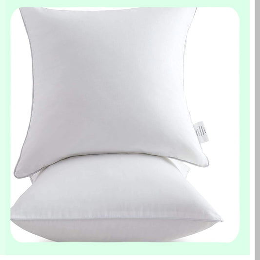 Premium Cotton Square Pillow Inserts - Set of 2 | 20x20 Inch Throw Pillow Inserts | White Sofa Cushion Inserts | Decorative Pillow Pair for Couch | Interior Pillow Stuffers