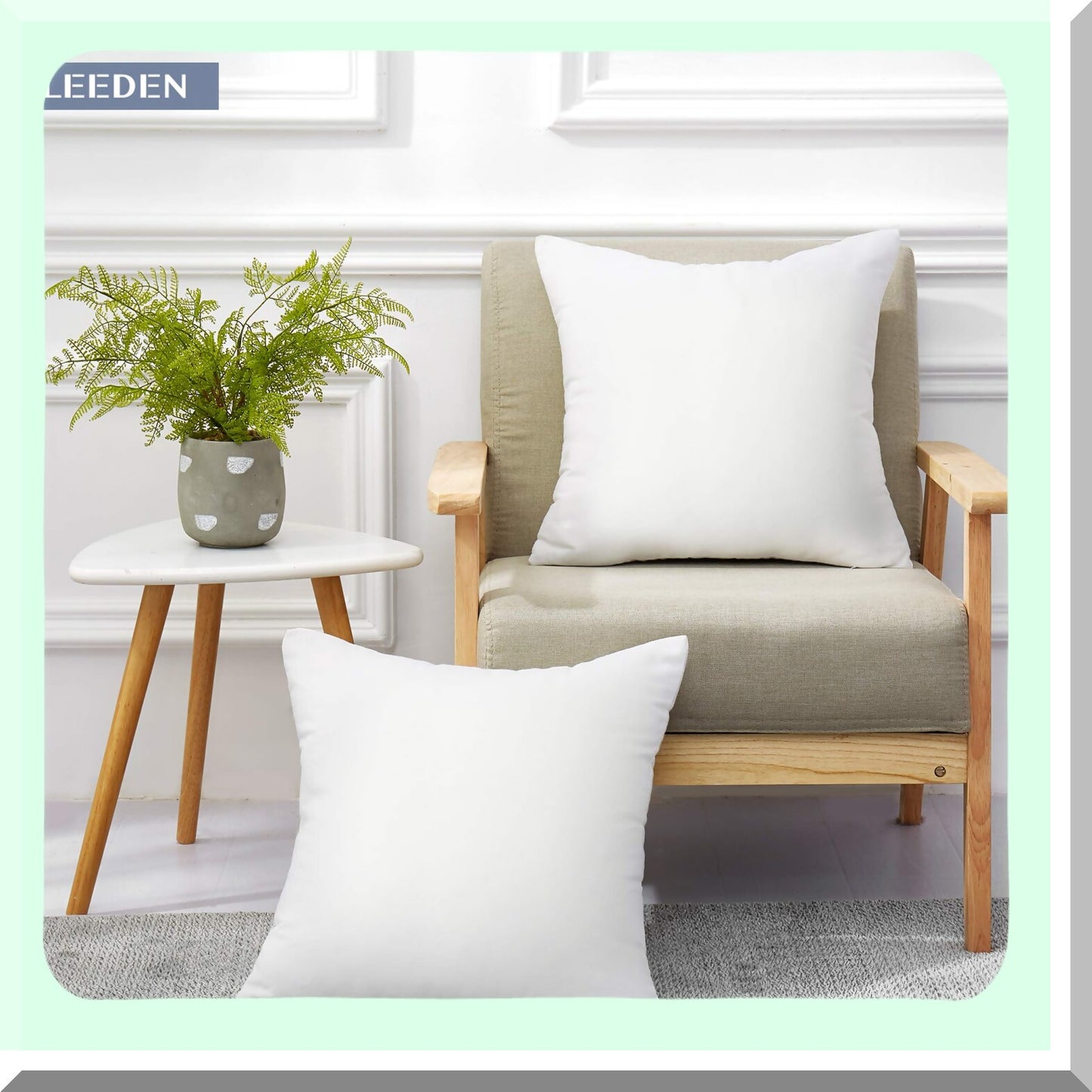 Premium Cotton Square Pillow Inserts - Set of 2 | 20x20 Inch Throw Pillow Inserts | White Sofa Cushion Inserts | Decorative Pillow Pair for Couch | Interior Pillow Stuffers