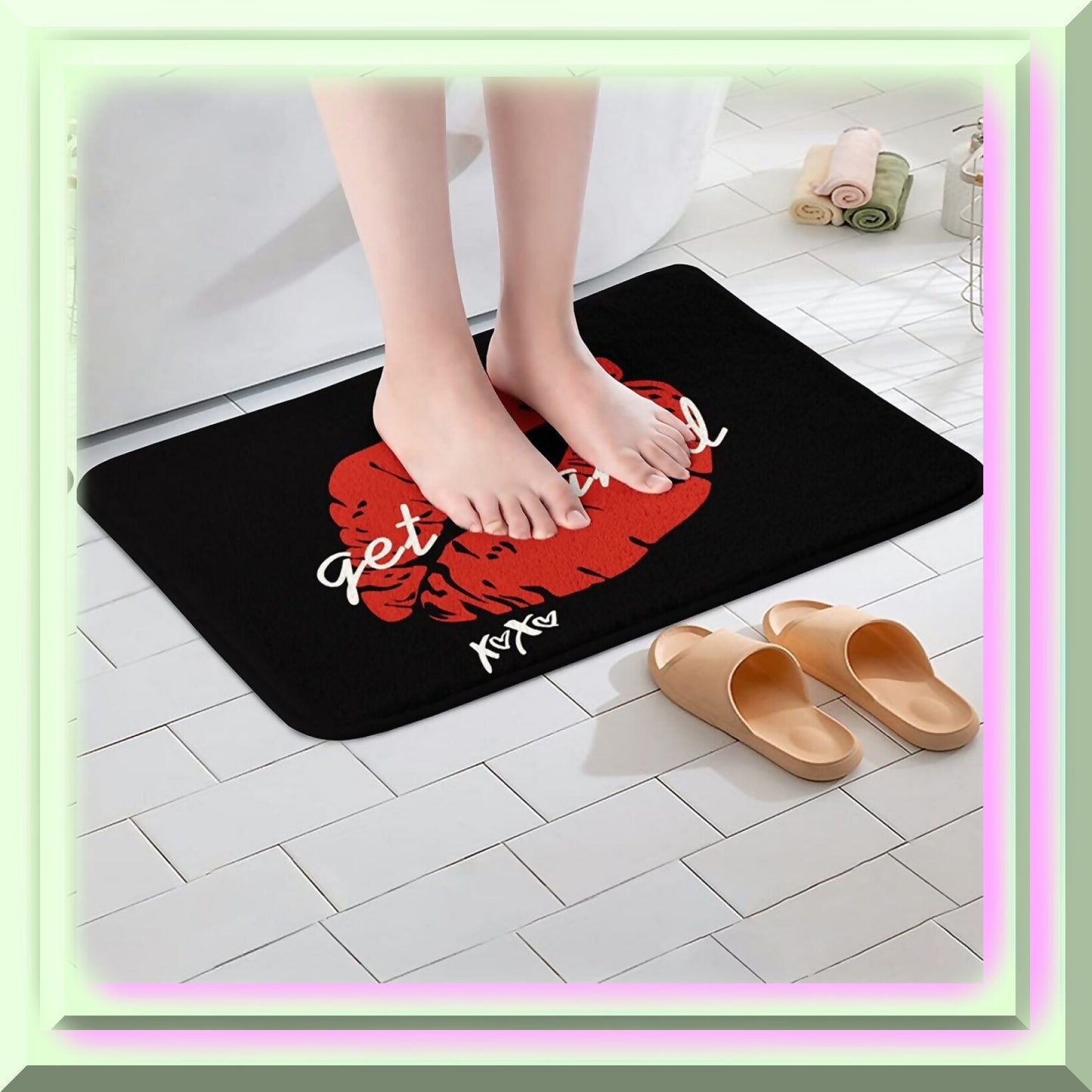 Red Lips Microfiber Non Slip Bath Mat 16"x24"