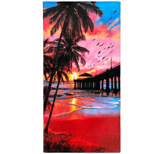 Sunset Palms Beach Towel 30x60 100% Cotton