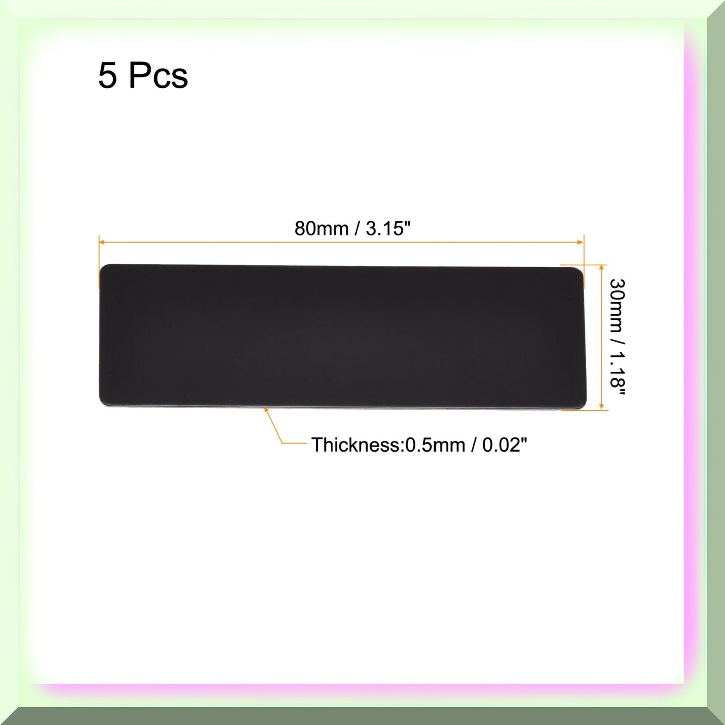 Black Metal Cards 5 Pack 80mm x 30mm x 0.5mm