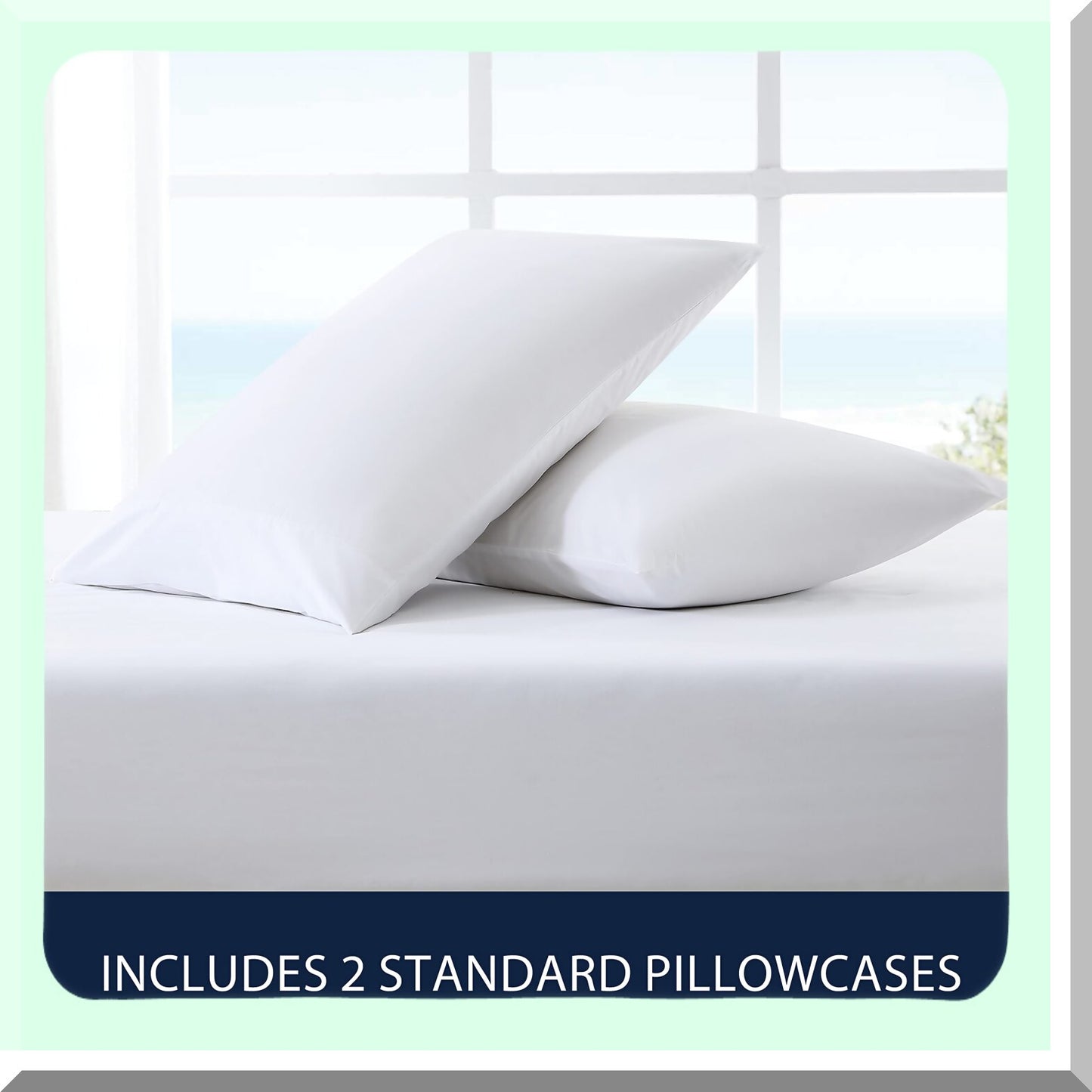 Percale Cotton Pillowcase Set - White Dream - 2 Piece Bedding Bundle - Soft & Breathable - Casual Home Decor - Standard Size - Solid Color